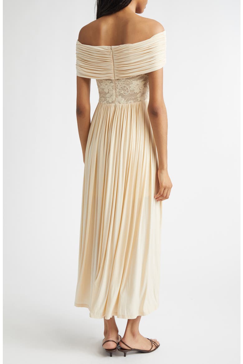 Rebellion Lace Inset Off the Shoulder Draped Dress, Alternate, color, CREAM