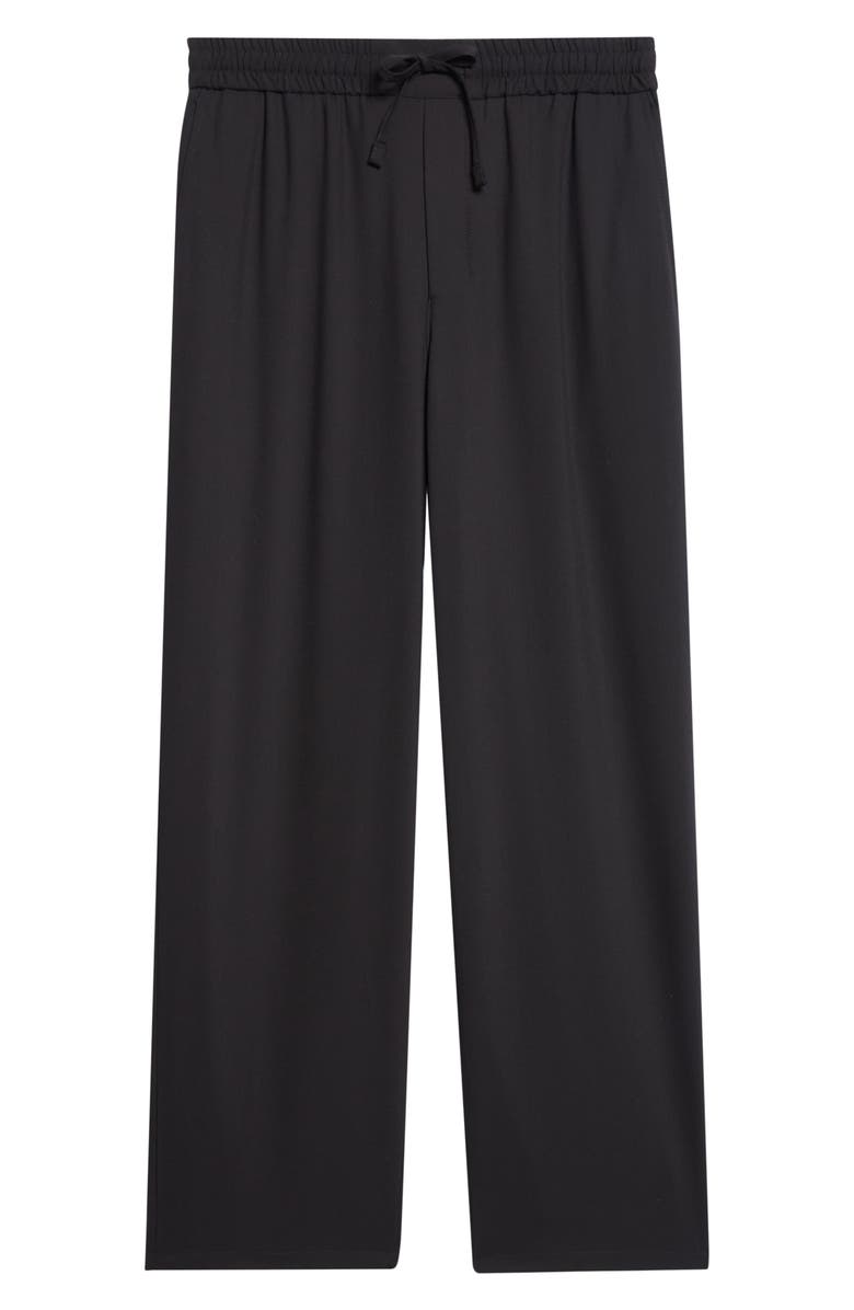 AMI PARIS Elastic Waist Wool Gabardine Pants, Main, color, Noir