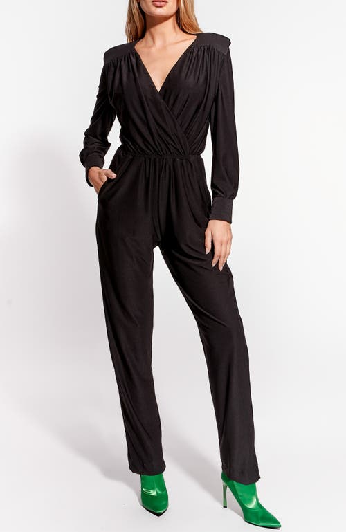 As By Df Emery Long-sleeve Surplice Jumpsuit In Black