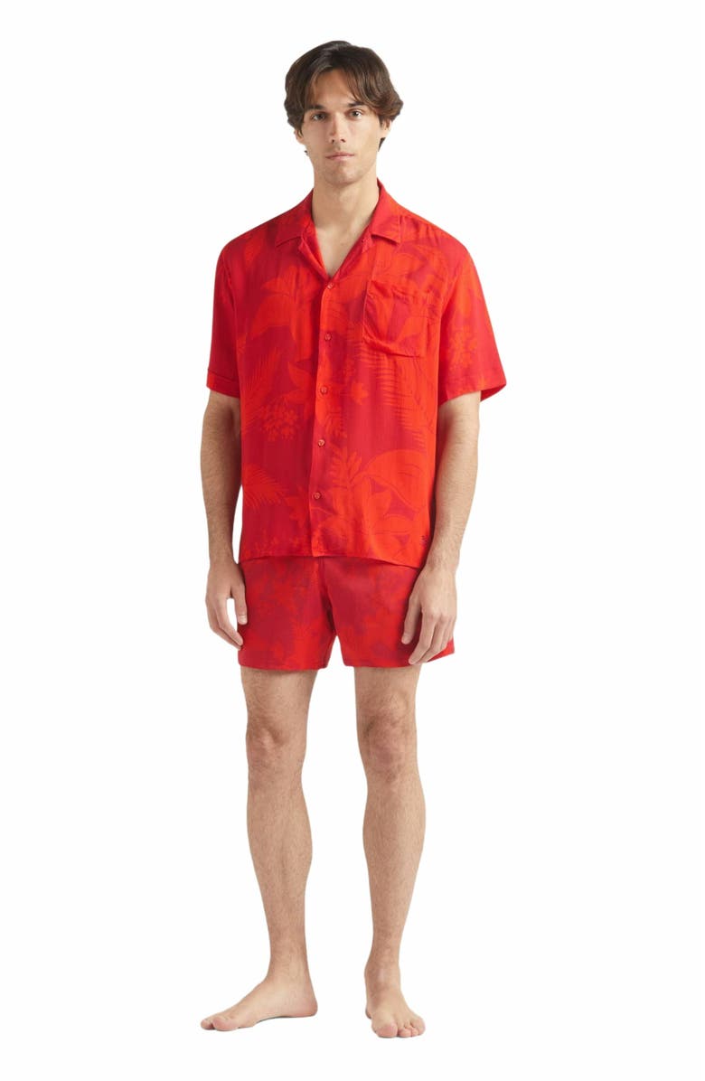 Vilebrequin Men's Flower Power Rayon Bowling Shirt, Main, color, 