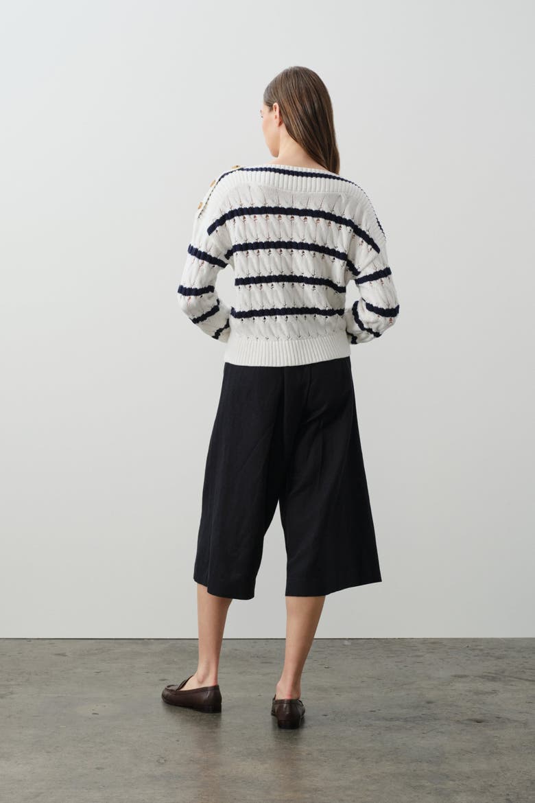Paula Stripped Boatneck Sweater, Alternate, color, TENNIS WHITE/CLUB BLUE