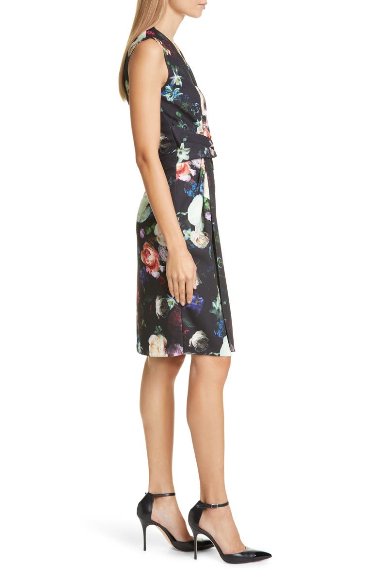 Adam Lippes Drape Waist Floral Print Faux Wrap Sheath Dress, Alternate, color,