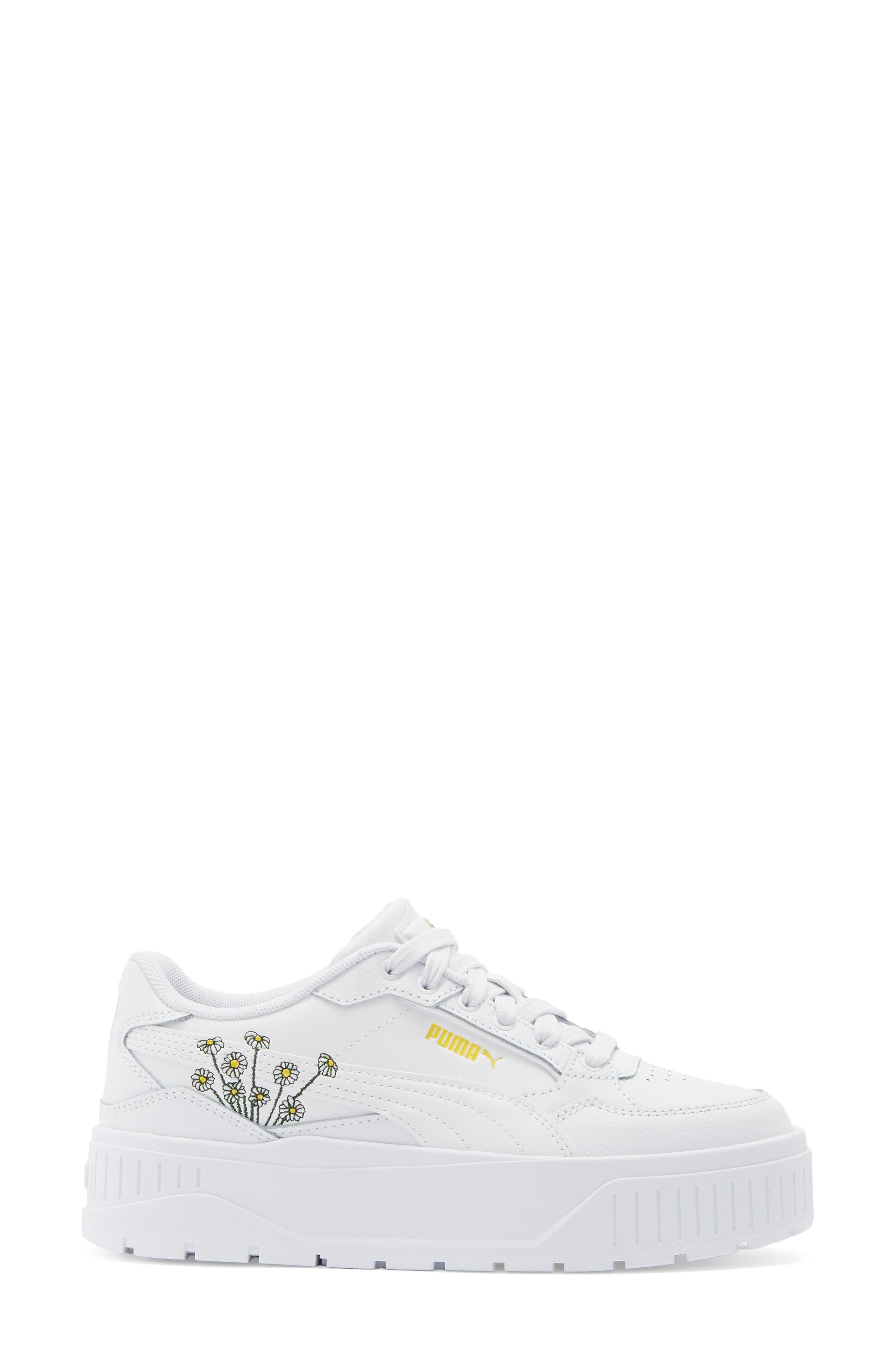 PUMA Karmen II Idol Floral Platform Sneaker, Alternate, color, Puma White/ Puma White/ Yellow