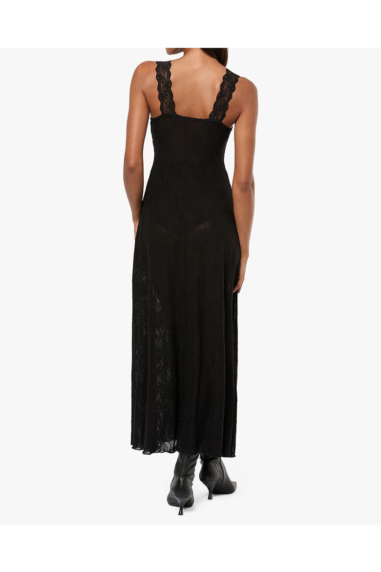 Lace Tie Front Midi Dress, Alternate, color, BLACK