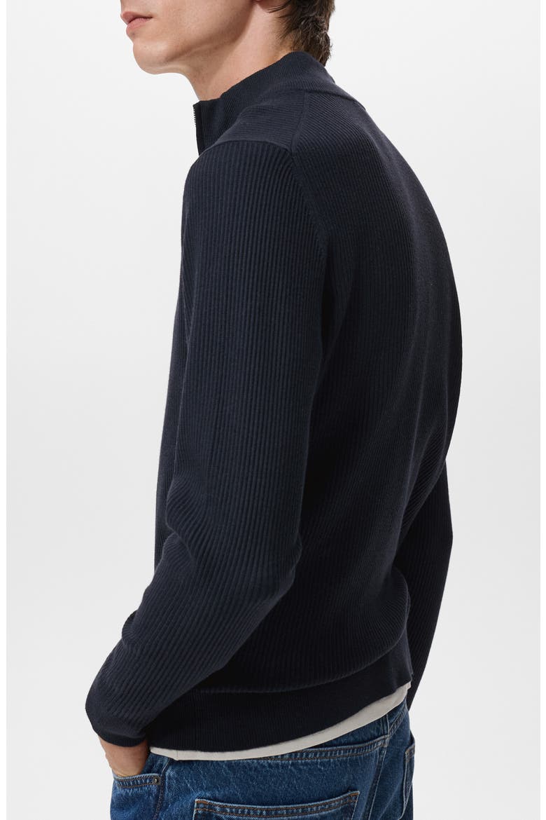 Rib Quarter Zip Sweater, Alternate, color, NAVY