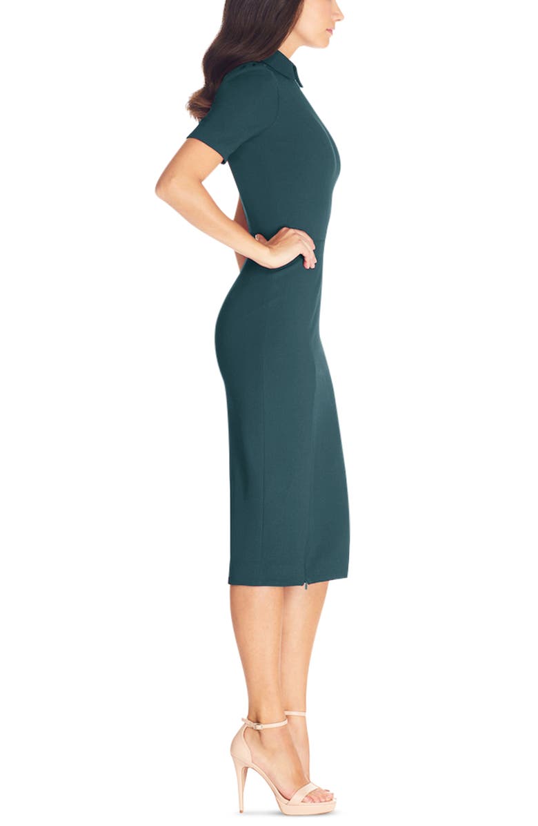 Dress the Population Gloria Front Zip Sheath Dress, Alternate, color, Pine
