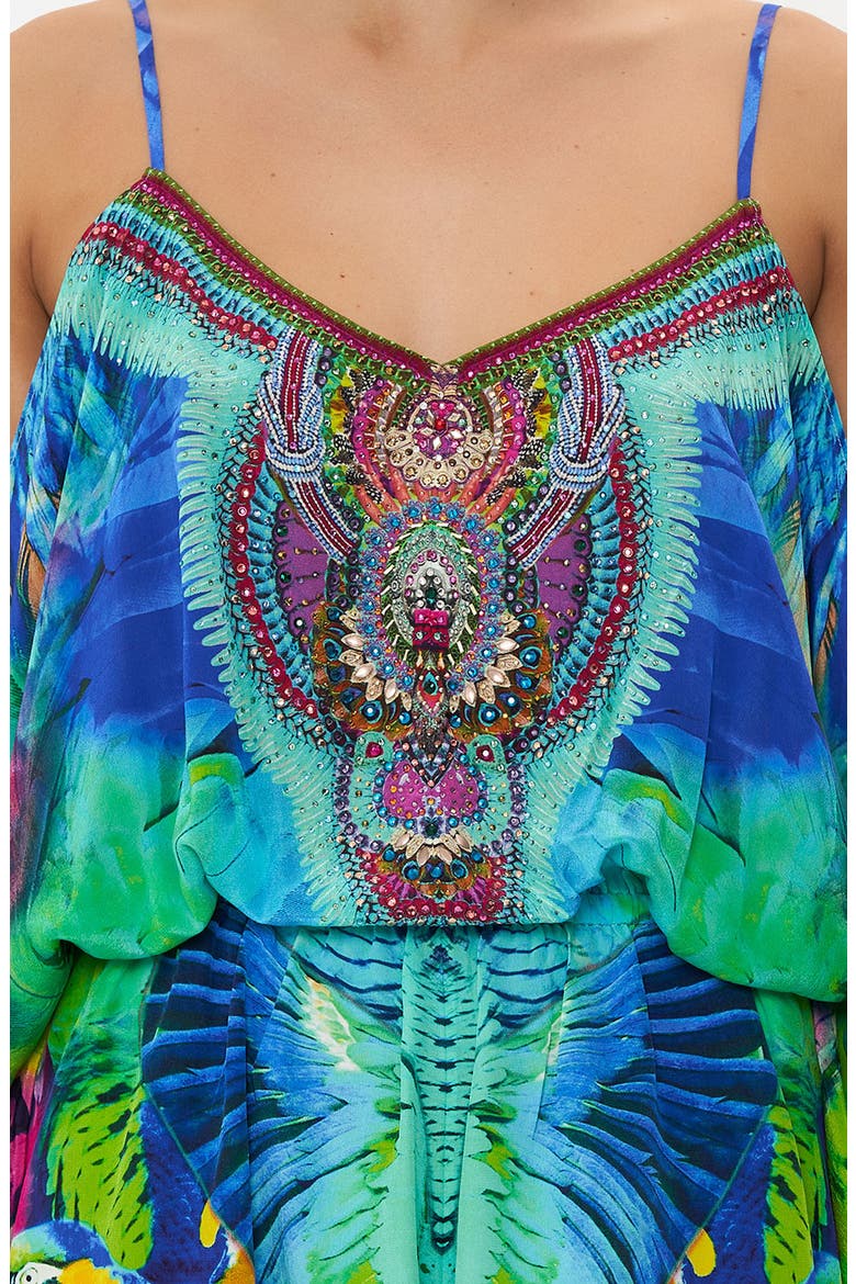 Embellished Cold Shoulder Silk Romper, Alternate, color, AGE OF ASTERIA