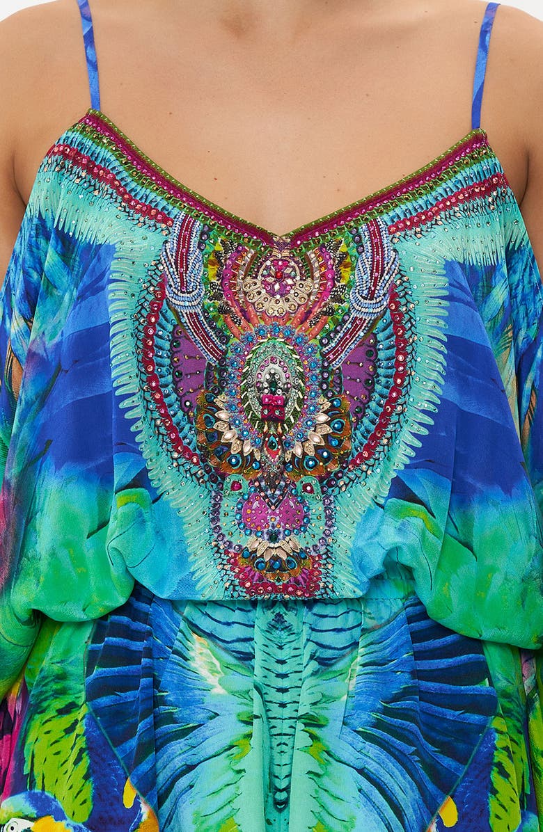 Camilla Embellished Cold Shoulder Silk Romper, Alternate, color, 