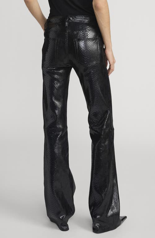 Frame The Leather Rodeo Mid Rise Jeans In Black Snake In Black