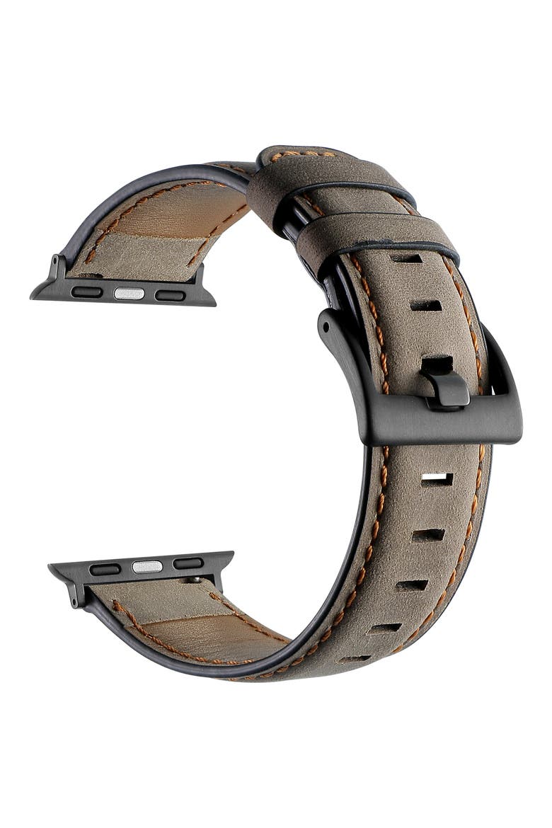 Leather Apple Watch® Watchband, Alternate, color, BROWN
