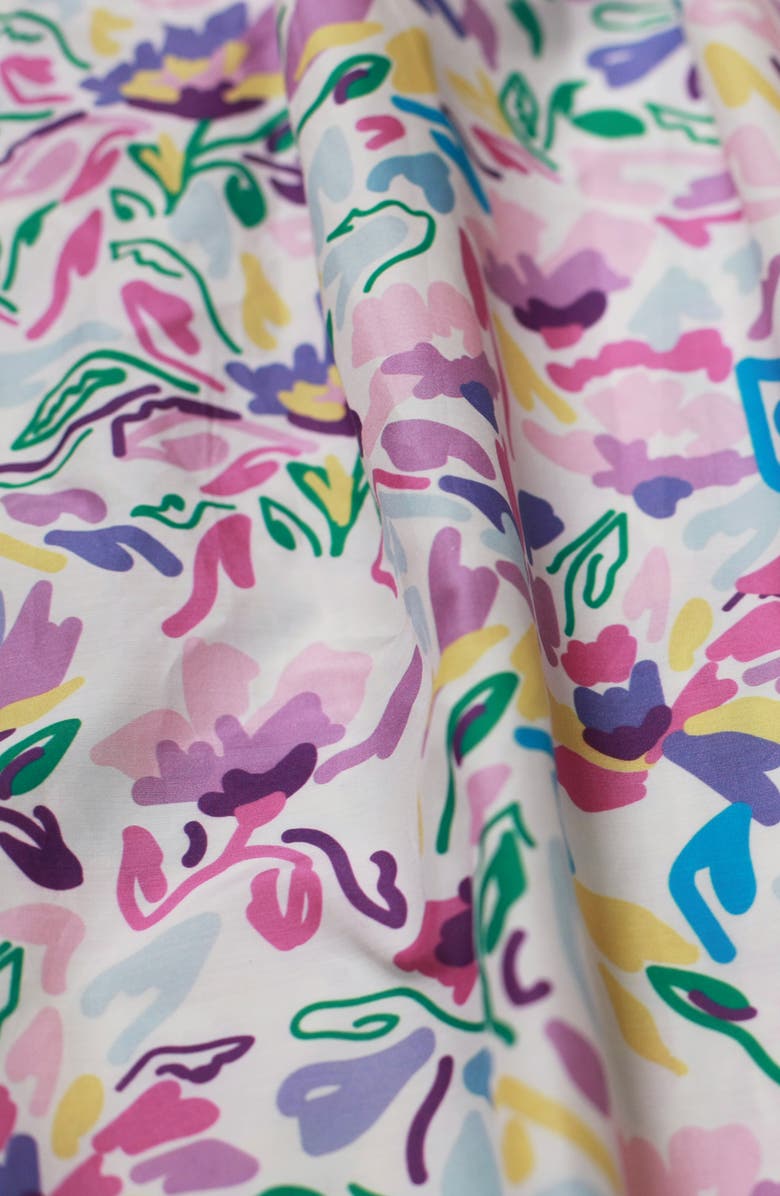 Jessie Zhao New York Violet Garden Smocked Cotton Silk Dress, Alternate, color, Purple