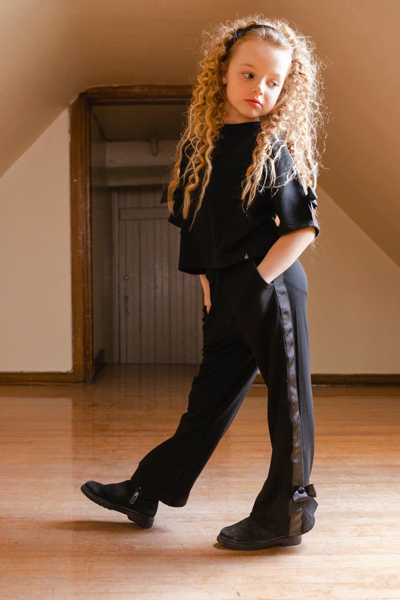 Flare Legs Milano Bow Detail Side Pocket Pants, Alternate, color, Black