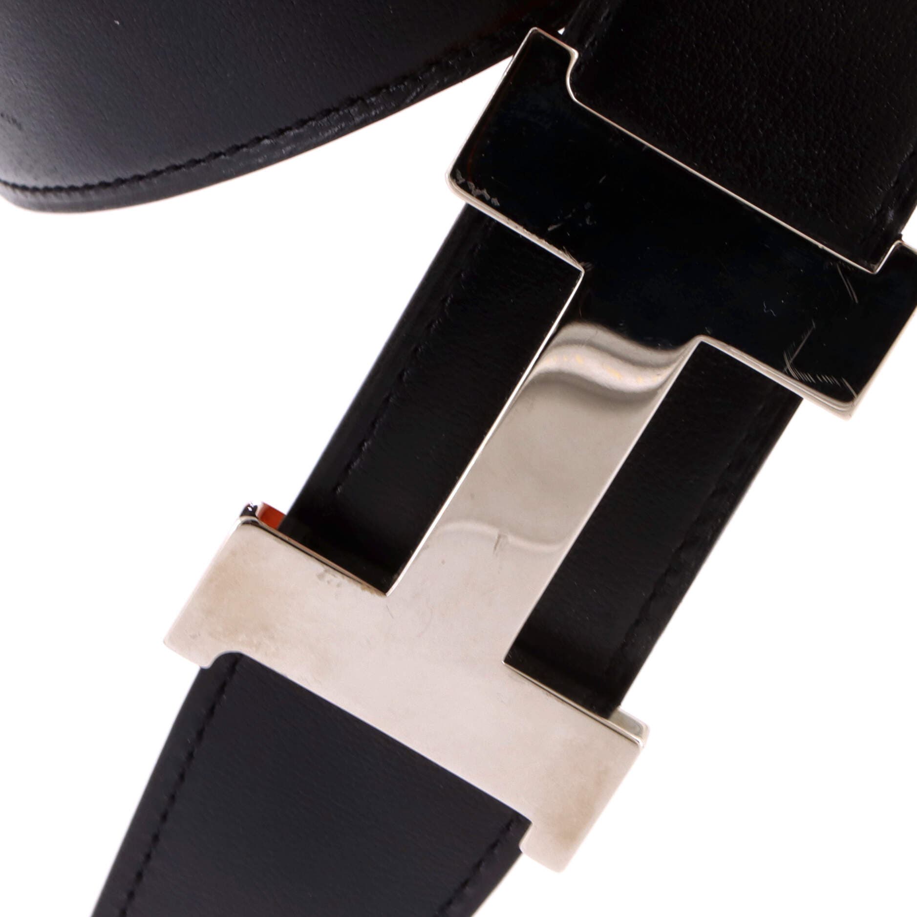 Pre-Owned Hermes Constance Reversible Belt Leather Wide, Alternate, color, Black