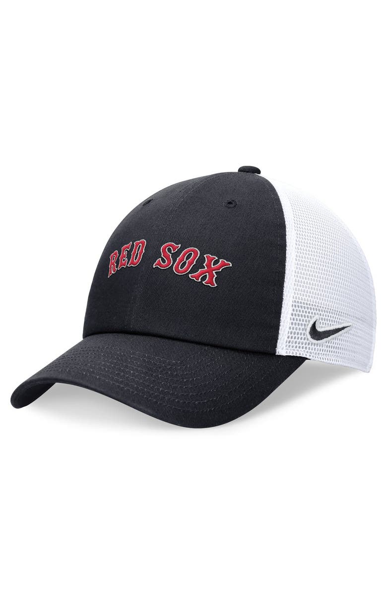 Nike Men's Nike Navy Boston Red Sox Evergreen Wordmark Trucker Adjustable Hat, Main, color, Navy