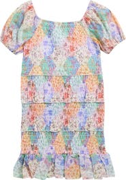 Ava & Yelly Kids' Smocked Patterned Dress