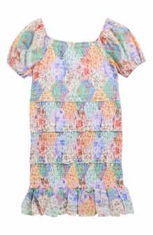 Ava & Yelly Kids' Smocked Patterned Dress