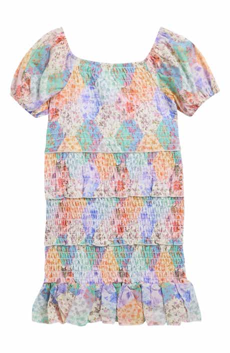 Ava & Yelly Kids' Smocked Patterned Dress