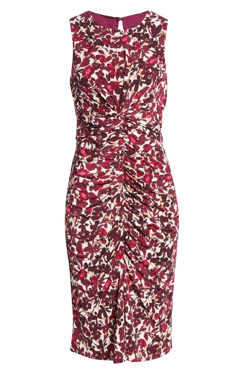 Vince Camuto Floral Print Ruched Body-Con Dress, Alternate, color,