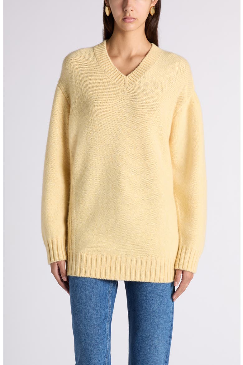 Twisted V-Neck Cashmere Sweater, Main, color, 9311 BUTTER