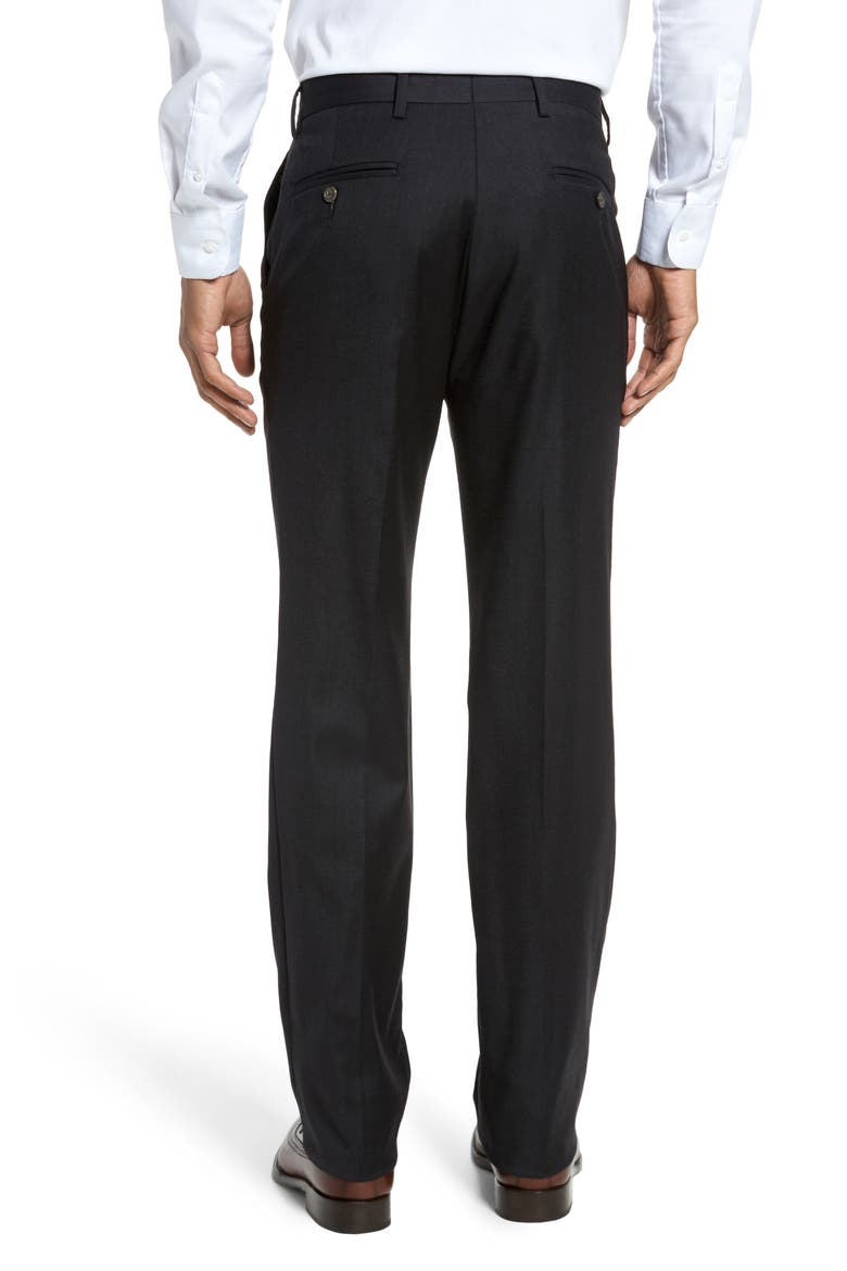 Flat Front Modern Fit Gabardine Stretch Wool Trousers, Alternate, color, CHARCOAL