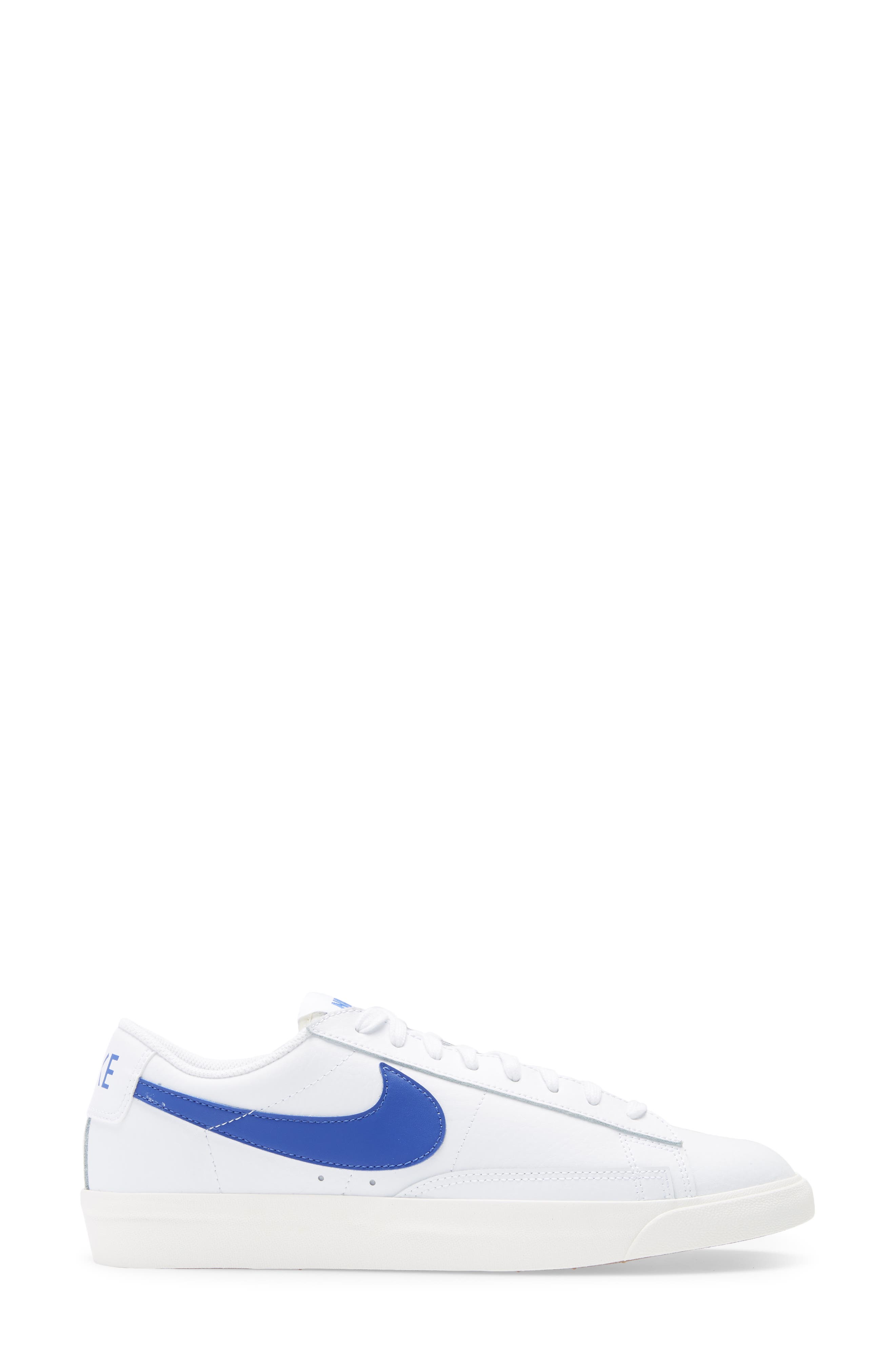 Blazer Low Leather Sneaker, Alternate, color, WHITE/ ASTRONOMY BLUE/ SAIL