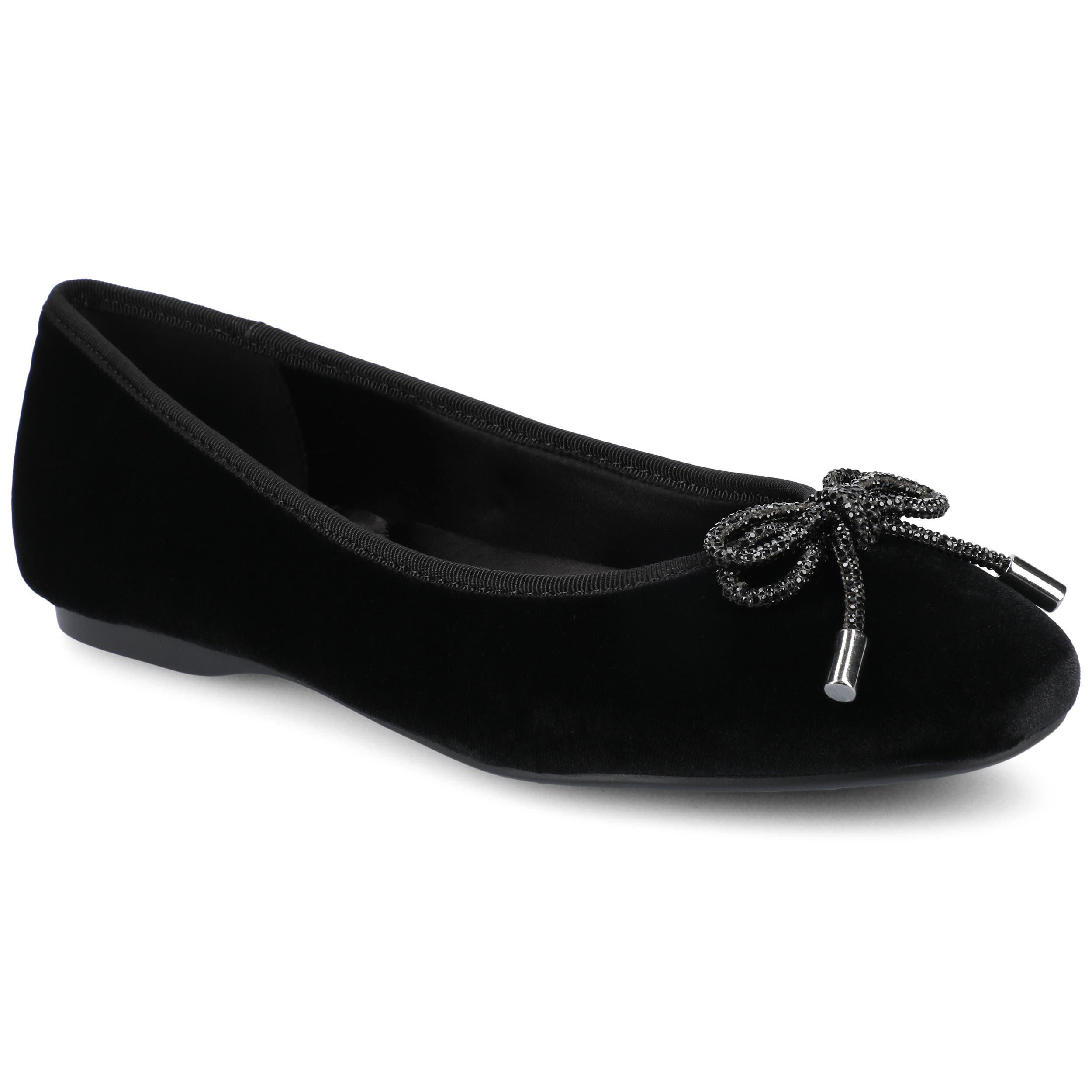 Birdies The Hummingbird Flats, Main, color, Black Velvet Jeweled Bow