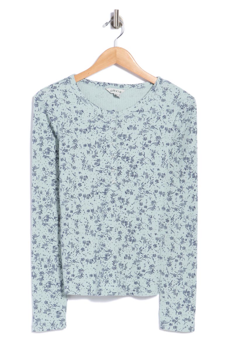 Toasty Henley Thermal Tee, Main, color, CLOUD BLUE FLORAL
