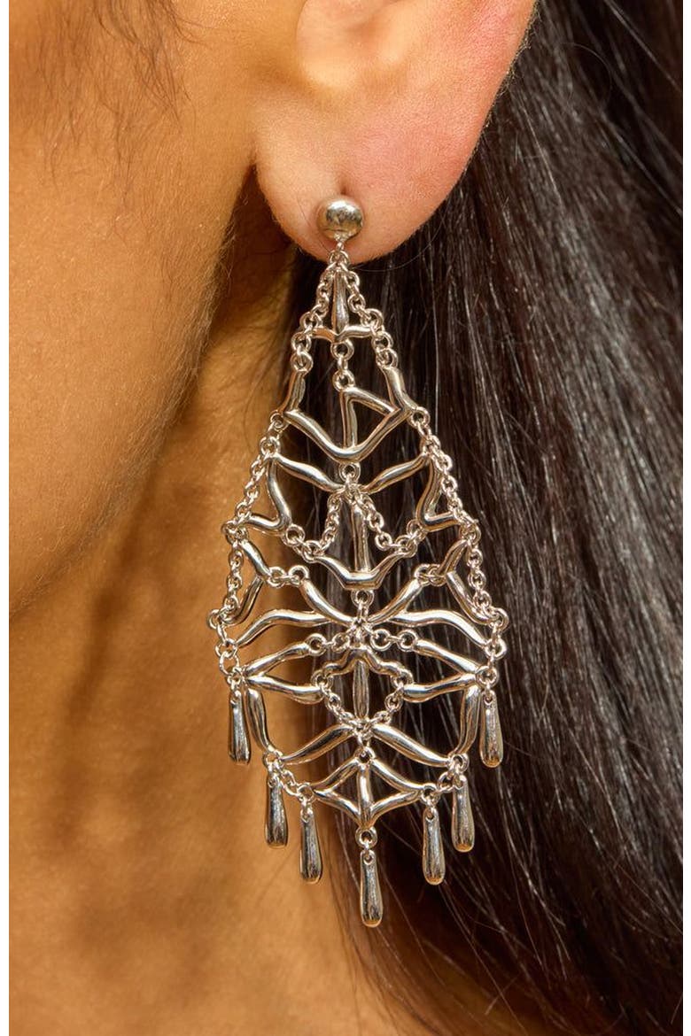 Element Web Earrings, Alternate, color, Sterling Silver