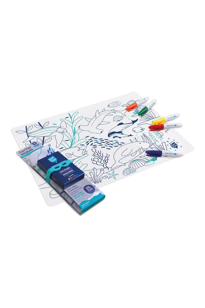 Great Barrier Reef Reusable Coloring Mat & Washable Markers, Main, color, MULTI