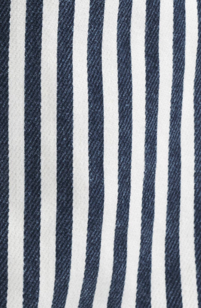 Topshop Stripe Crop Straight Leg Cotton Pants, Alternate, color, Medium Blue