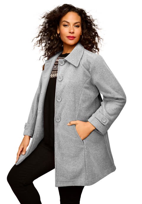 Plus Size Button Up Fleece Jacket (Plus)