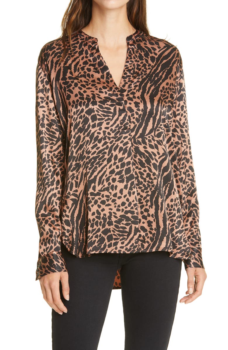 Rails Pearl Animal Print Popover Top, Main, color,