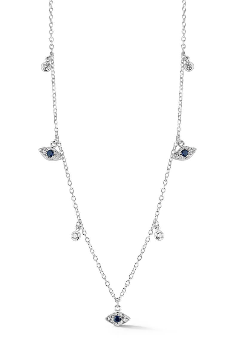 SPHERA MILANO Evil Eye Necklace, Main, color, Silver