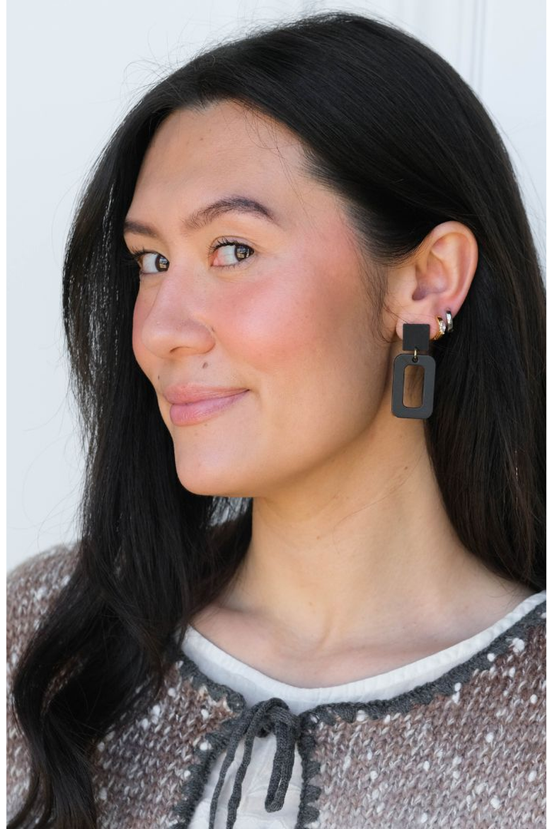 Logan Earrings, Alternate, color, Black