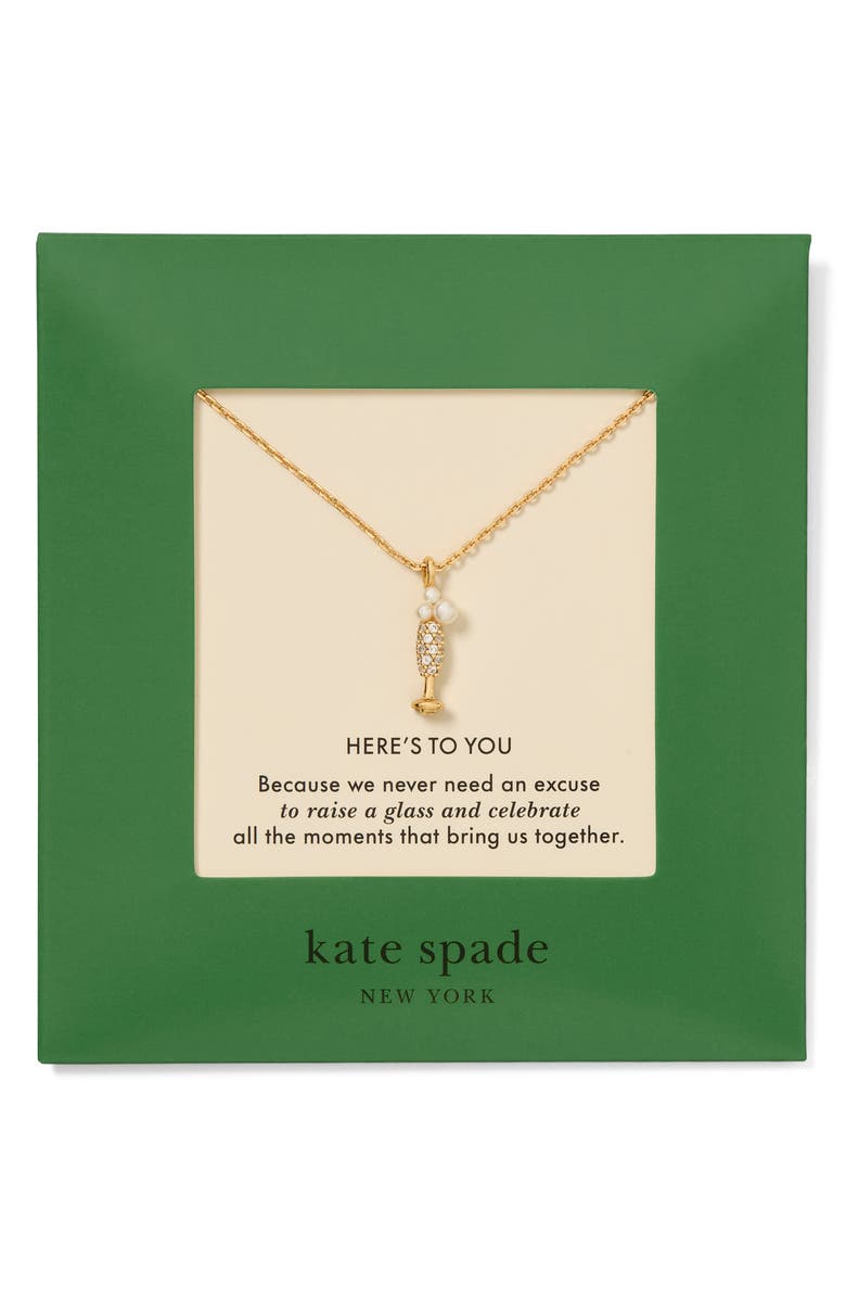Kate Spade New York here's to you pendant necklace, Alternate, color, Cream Multi