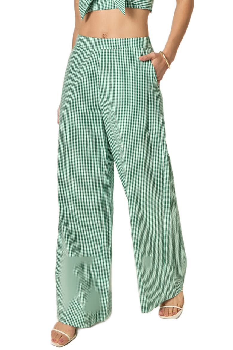 Check Wide Leg Pants, Main, color, KELLY GREEN