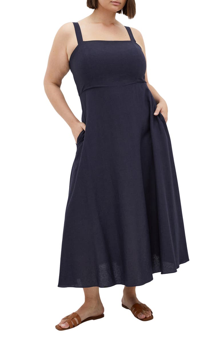City Chic Collins Fit & Flare Maxi Dress, Main, color, Navy