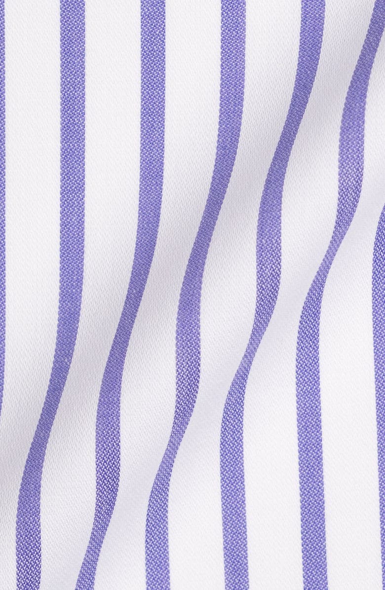 BRISK Striped Pima Cotton Dress Shirt with Cutaway Collar and French Cuffs, Alternate, color, Purple Wide Stripes