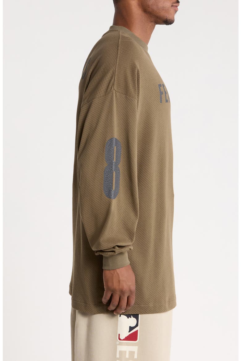 Merch Oversize Long Sleeve Cotton Mesh Graphic T-Shirt, Alternate, color, MOSS
