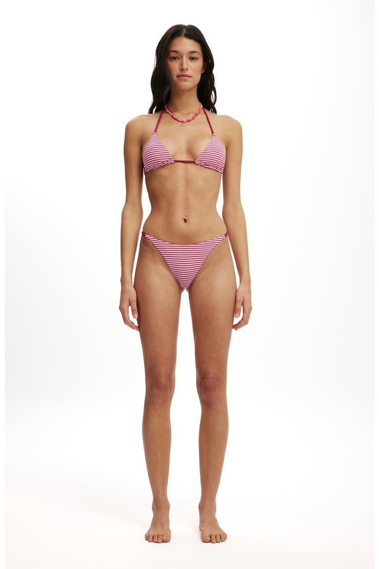 Women's Micro String Triangle Bikini Top, Alternate, color, Terry Stripe Red