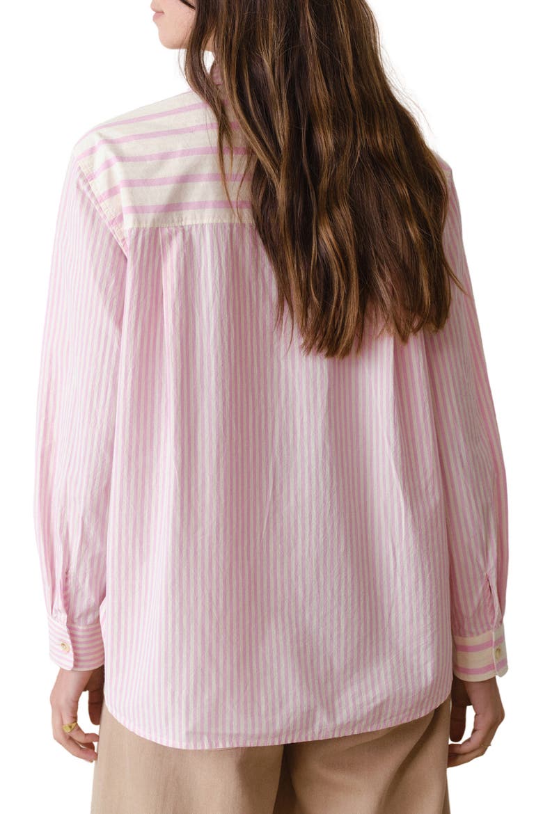 Jane California Relaxed Stripe Cotton Poplin Button-Up Shirt, Alternate, color, PINK STRIPE