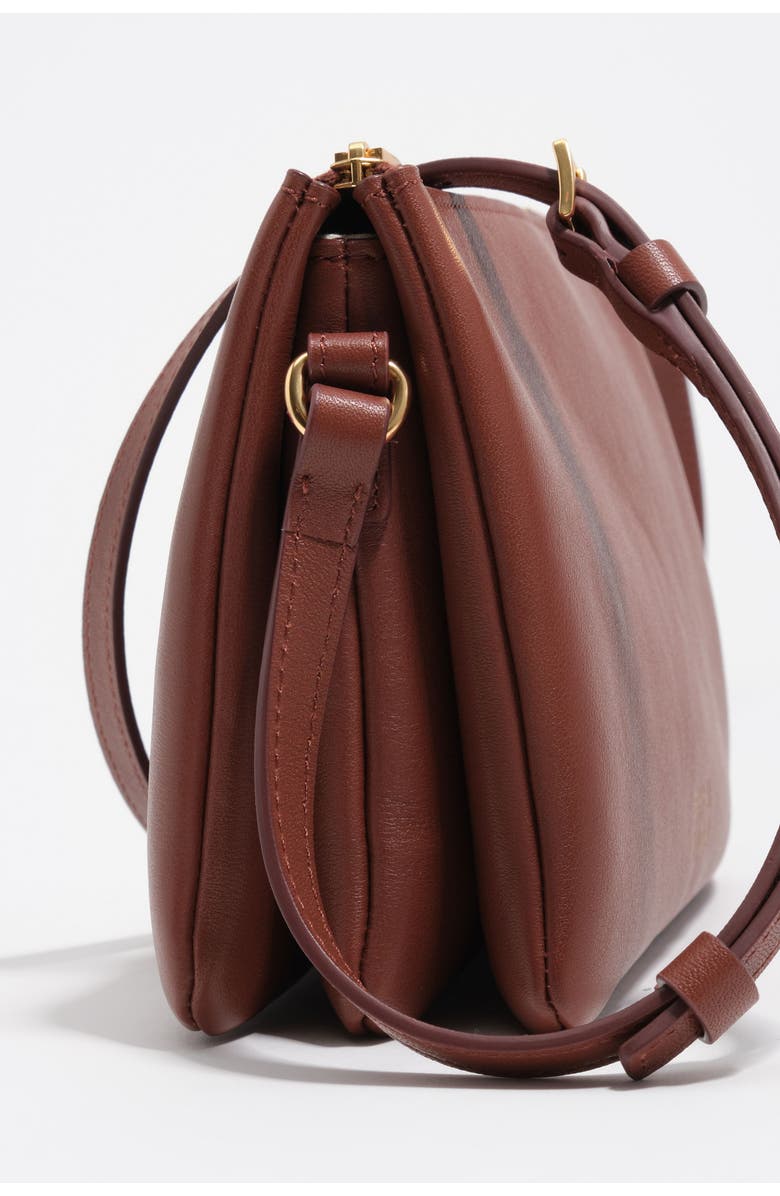 Bimba y Lola Mini Leather Triple Clutch Bag, Alternate, color, Nut