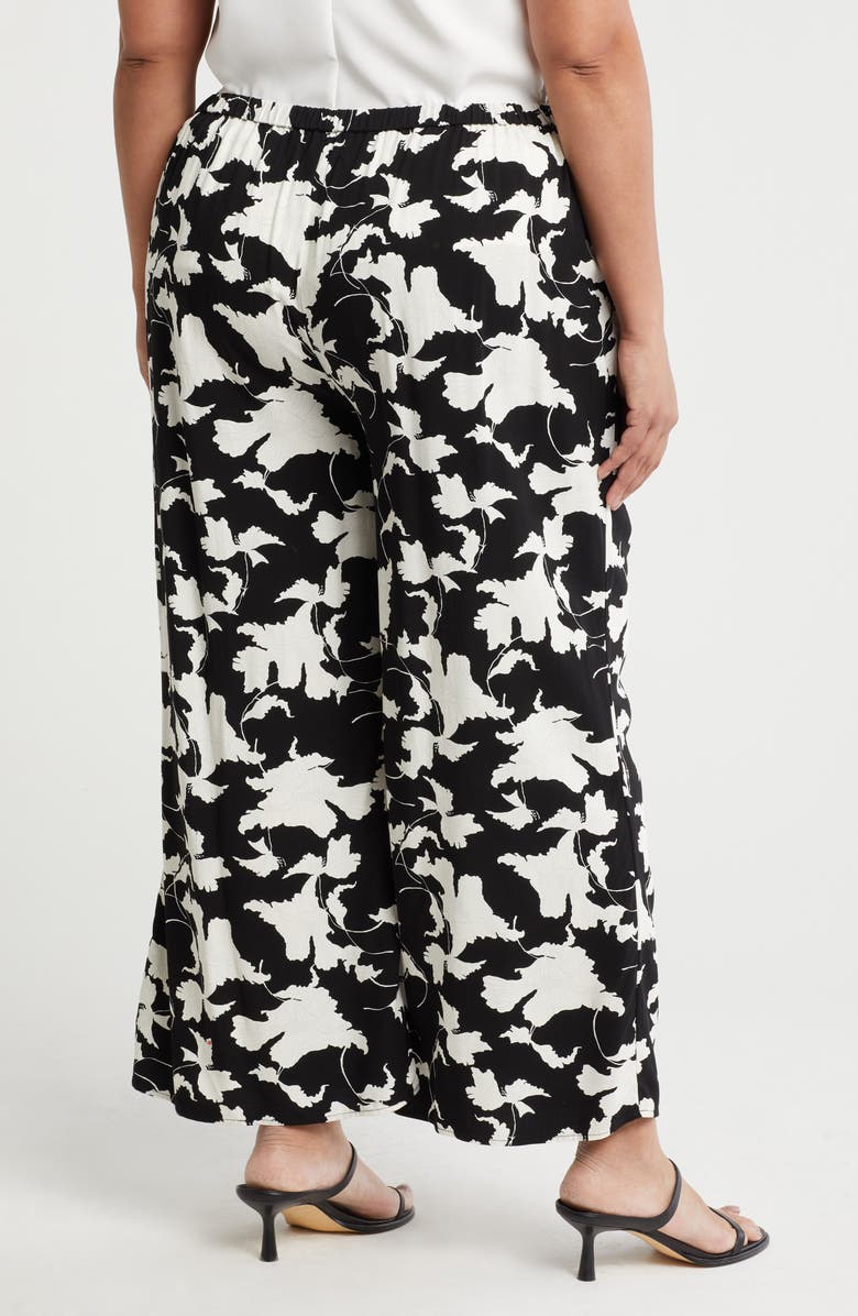NORDSTROM RACK Pull-On Crop Palazzo Pants, Alternate, color, Black- Ivory Terrace Floral