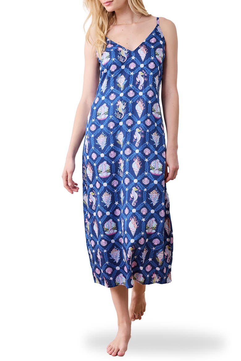Chic to Sleep Satin Nightgown, Main, color, NAVY