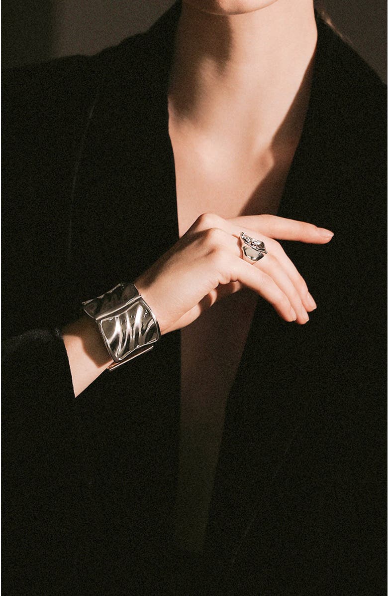 RETRO CHIC Tidal Glow Cuff, Alternate, color, Silver