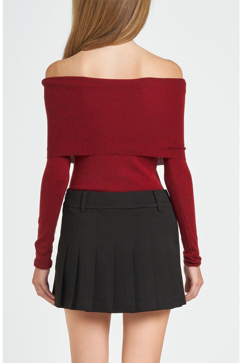 Sonia Off the Shoulder Rib Sweater, Alternate, color, BORDEAUX