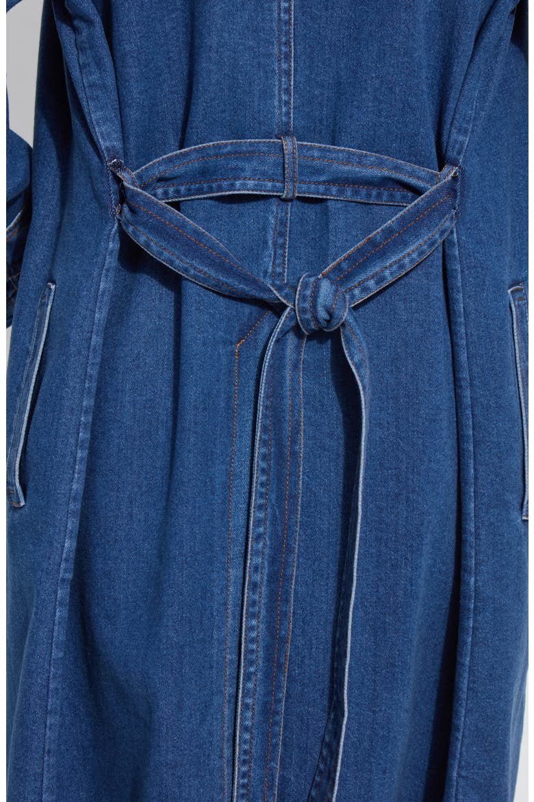 Paris Denim Trench Coat, Alternate, color, DARK MIDWASH