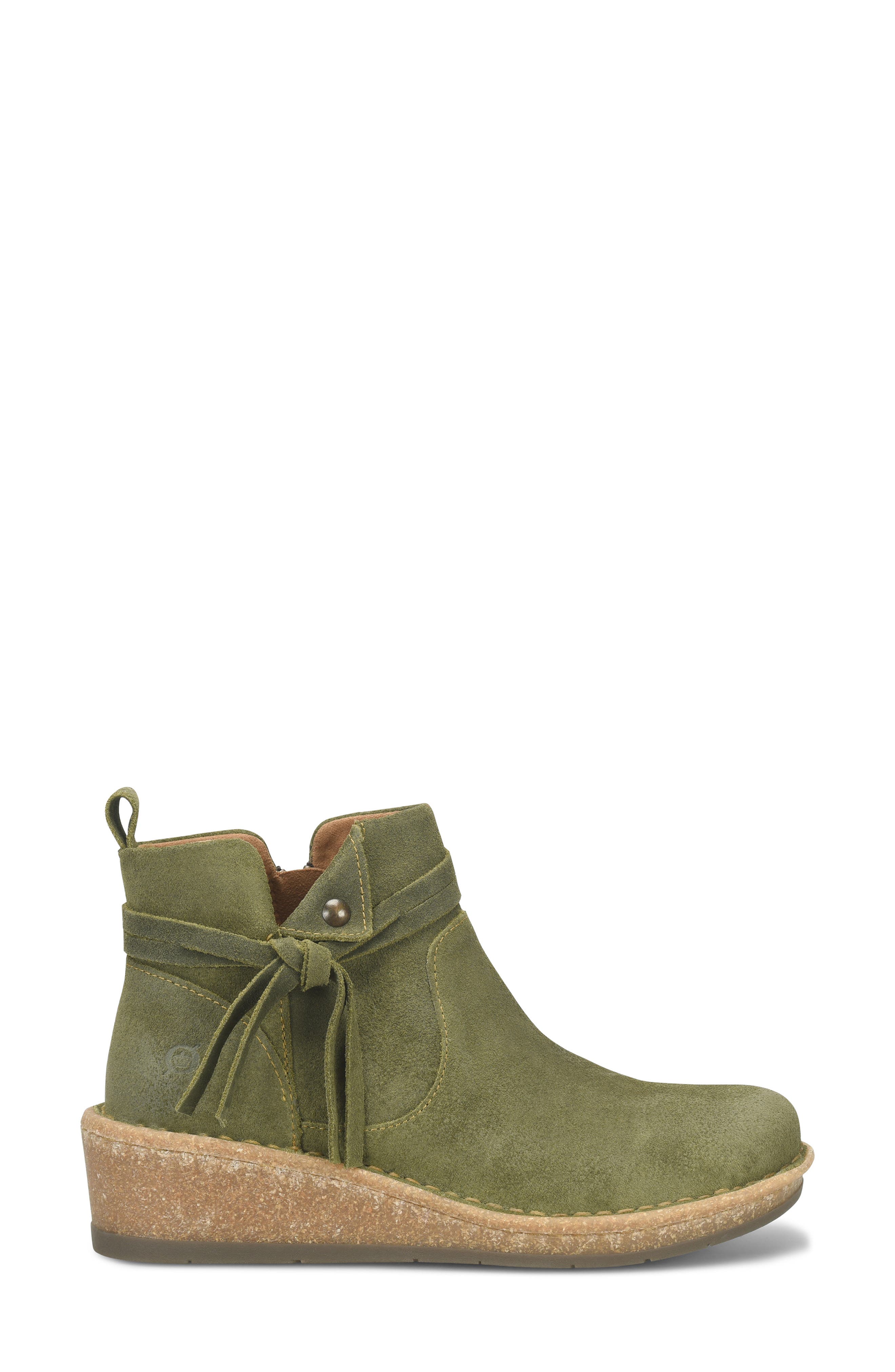 Børn Vaughn Distressed Suede Bootie, Alternate, color, Green Distressed Leather