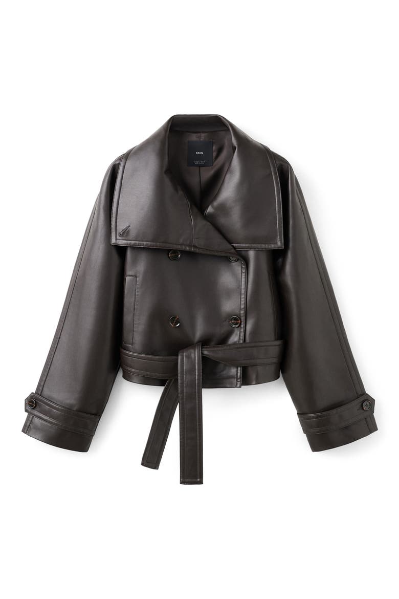Faux Leather Maxi Jacket, Alternate, color, BROWN