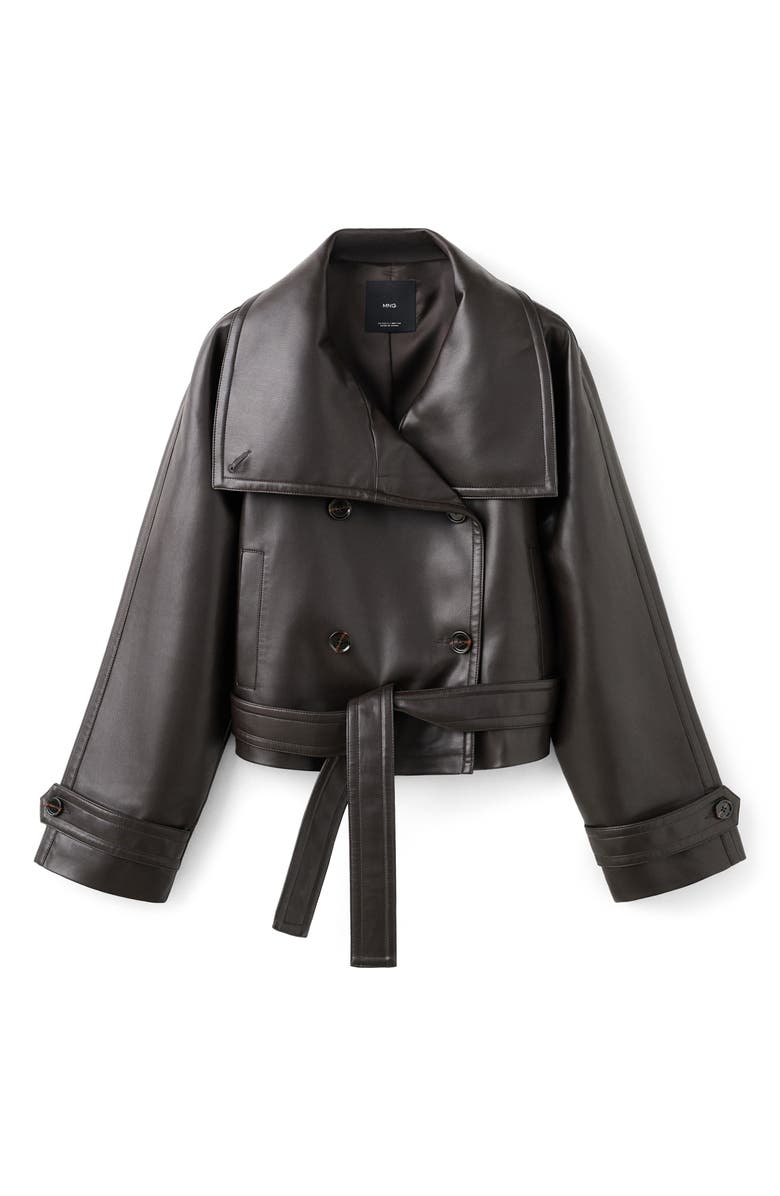 MANGO Faux Leather Maxi Jacket, Alternate, color, 